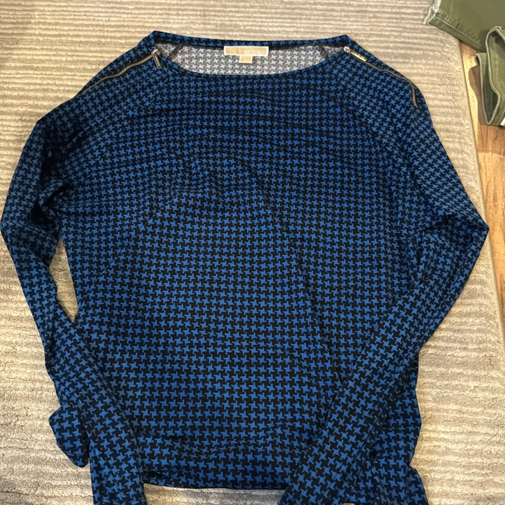 Michael Kors, blouse size medium, black and blue checkered